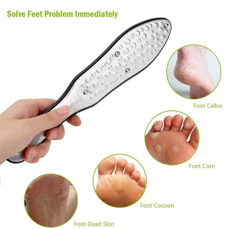 BEZOX Professional Foot File Callus Remover  Double Sided Pedicure Rasp for Cracked Heel and Dead Foot Skin - Heavy Duty Surgical Grade Stainless Steel - W/Cloth Storage Bag & Gift Box - Image 3